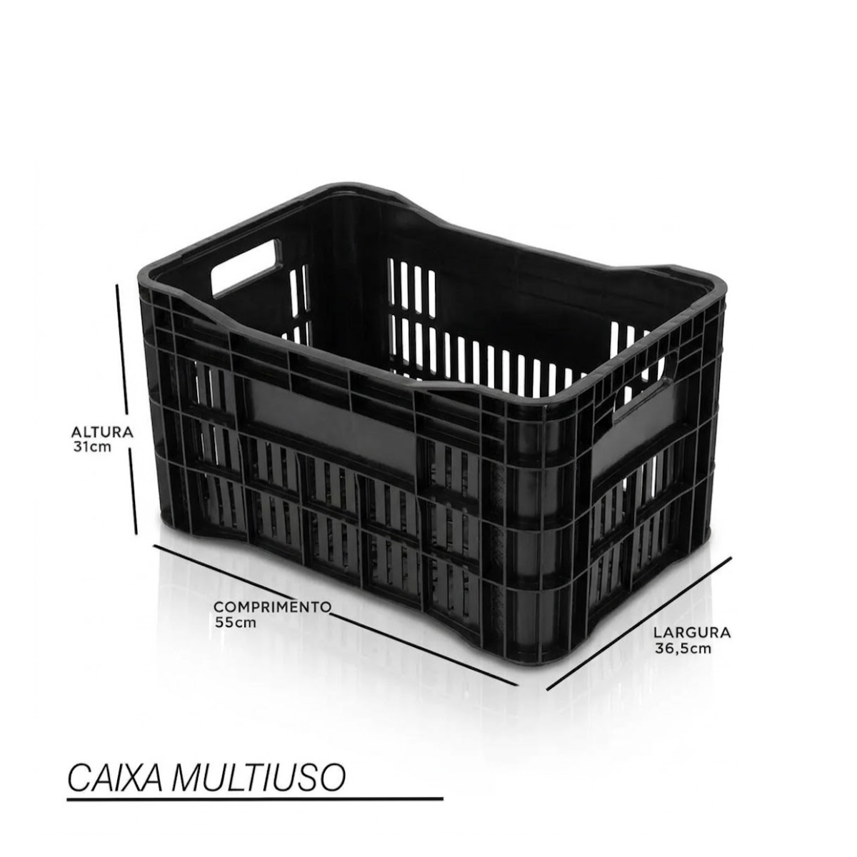 Kit 2 Caixas Plásticas 52L para Mercado, CEASA, Distribuidora, Hortifruti, Feirante e Uso Agrícola — Alta Resistência e Empilhável 3