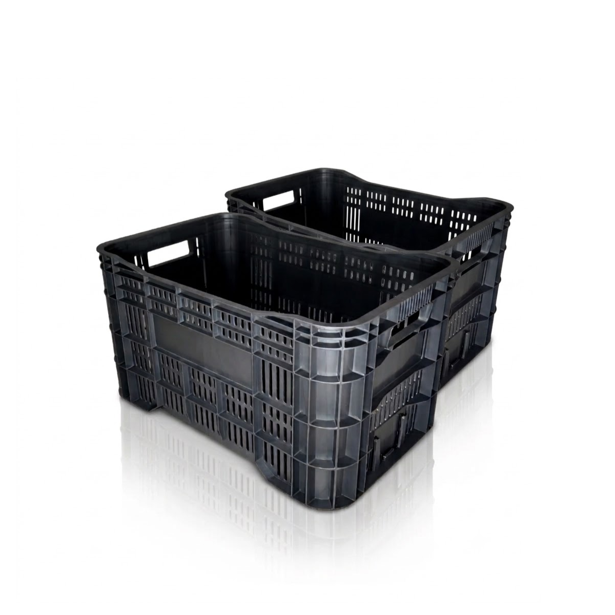 Kit 2 Caixas Plásticas 52L para Mercado, CEASA, Distribuidora, Hortifruti, Feirante e Uso Agrícola — Alta Resistência e Empilhável