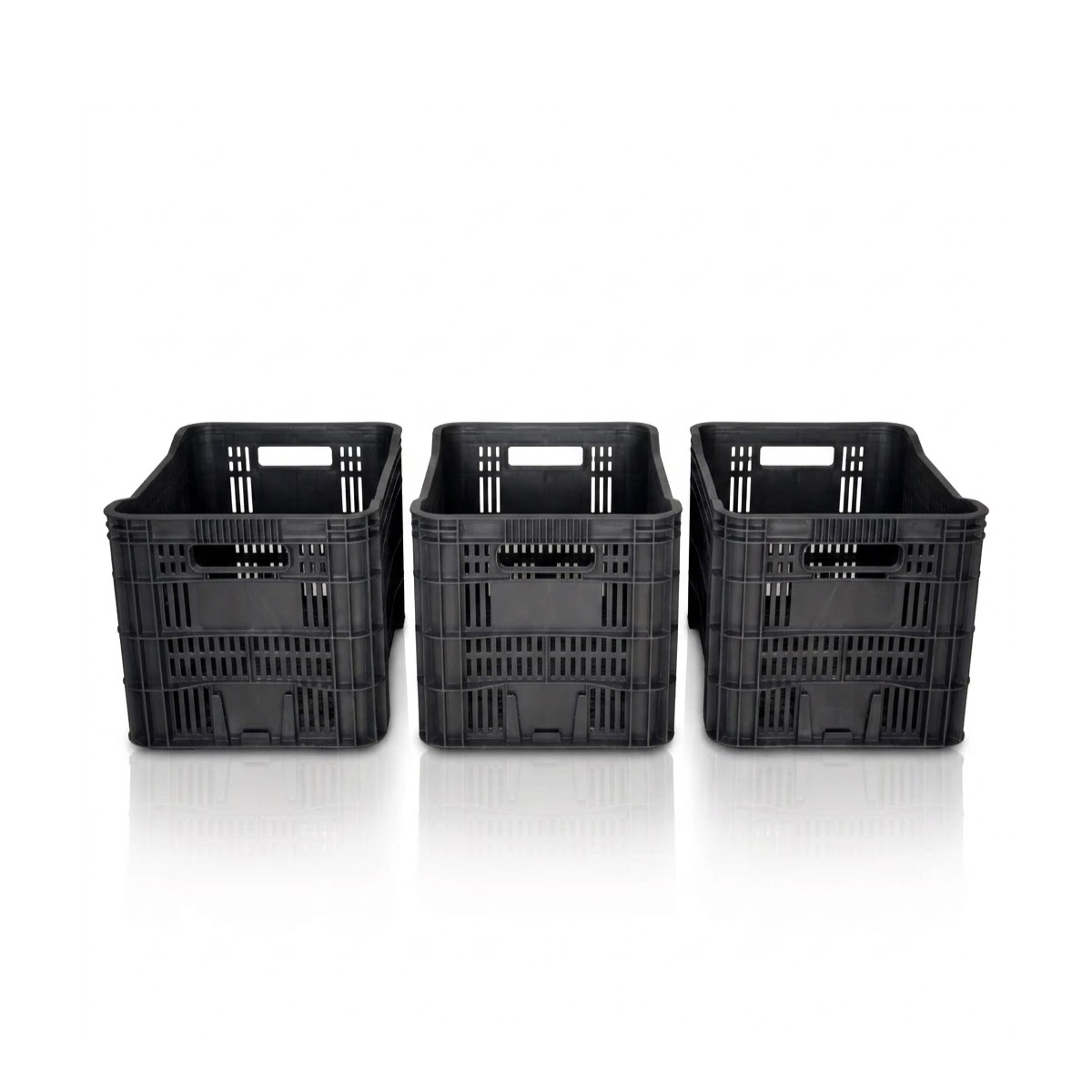 Kit 3 Caixas Plásticas 52L para Mercado, CEASA, Distribuidora, Hortifruti, Feirante e Uso Agrícola — Alta Resistência e Empilhável